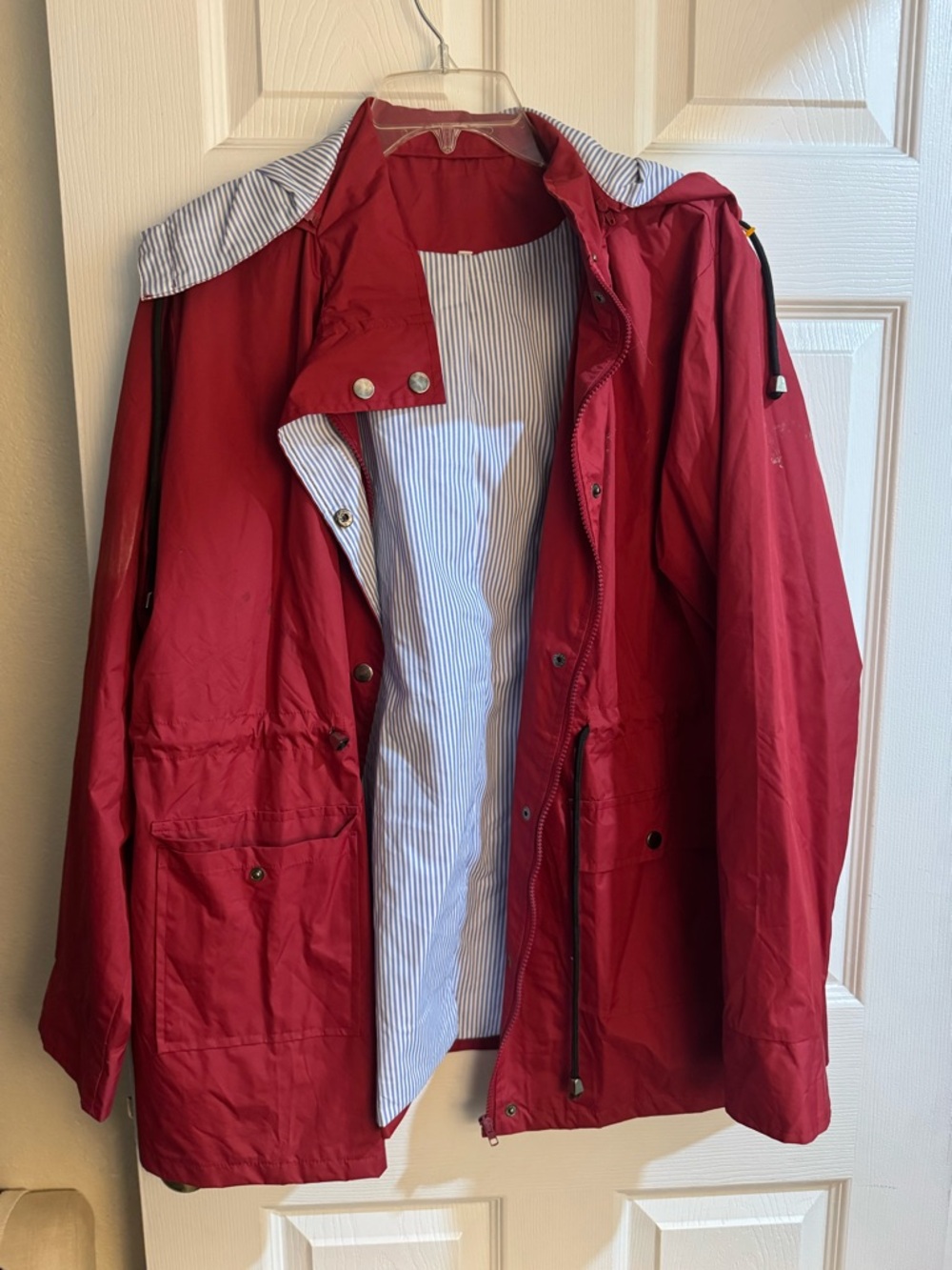 Women Red Waterproof Rain Jacket